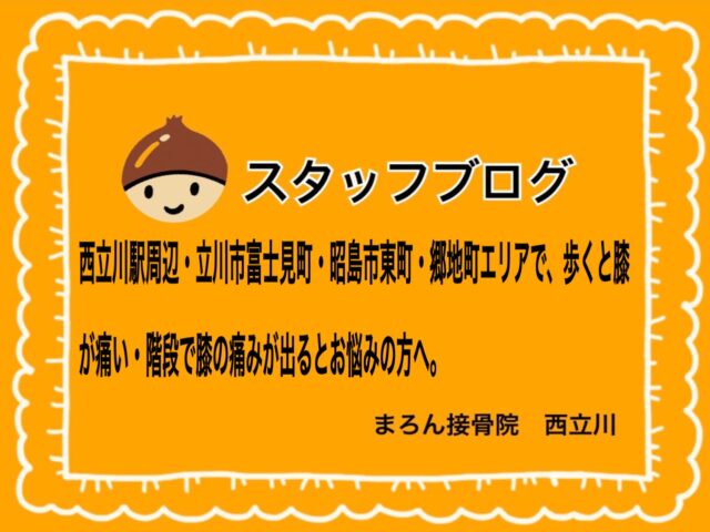 西立川駅周辺・立川市富士見町・昭島市東町・郷地町エリアで、歩くと膝が痛い・階段で膝の痛みが出る