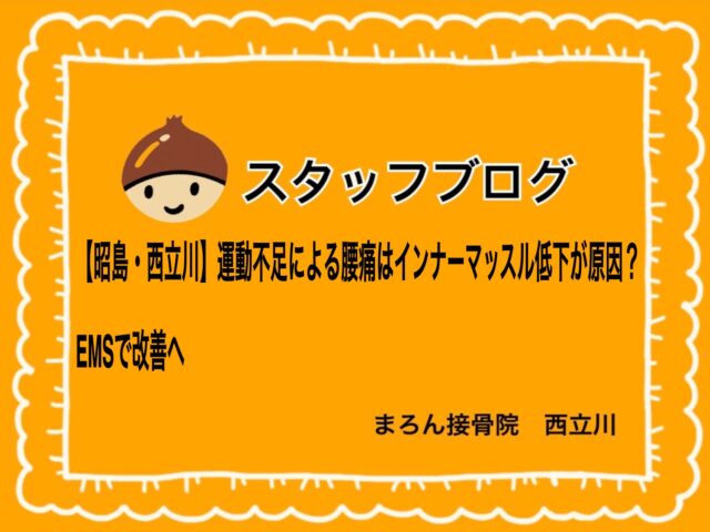 【昭島・西立川】運動不足による腰痛はインナーマッスル低下が原因？EMSで改善へ