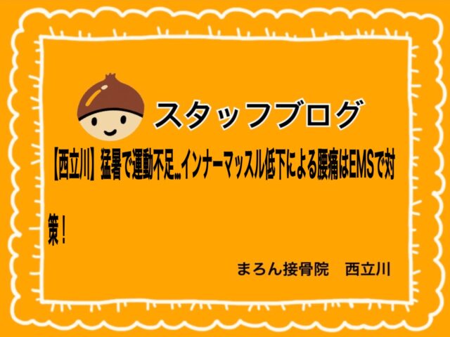【西立川】猛暑で運動不足…インナーマッスル低下による腰痛はEMSで対策！